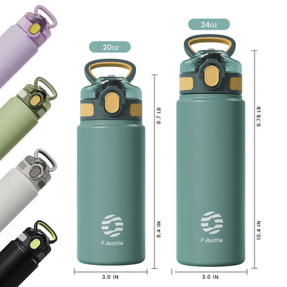 FEIJIAN Geïsoleerde RVS Thermosfles met Rietje - Perfecte 600ml & 720ml Waterbeker voor Buitensporten!