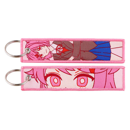 Stijlvolle Japanse Anime Geborduurde Sleutelhangers – Perfecte Sleuteltags voor Motorfietsen, Auto's en Rugzakken – Trendy Sleutelhanger Cadeaus voor Vrienden!