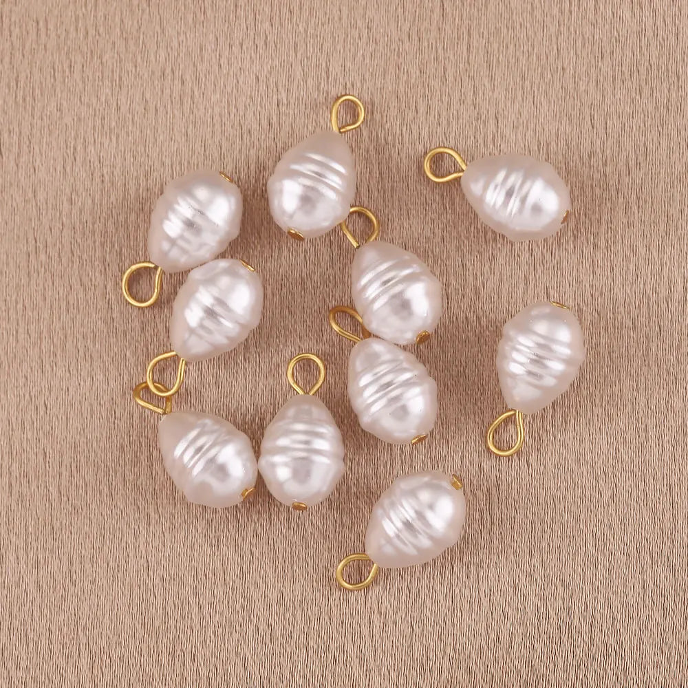 Imitation Pearl Charms for Jewelry Making Heart Round Pendants DIY Earrings Necklaces Craft Supplies