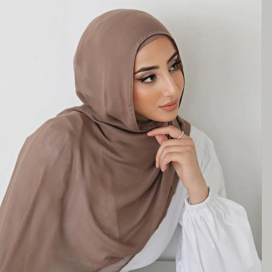 Luxueuze Muslim Modal Hijab - Zachte Rayon Katoenen Sjaals voor Dames, Elegante Effen Sjaal, Gunstige Afmeting 190*85cm, Perfecte Islamitische Turbansjaal