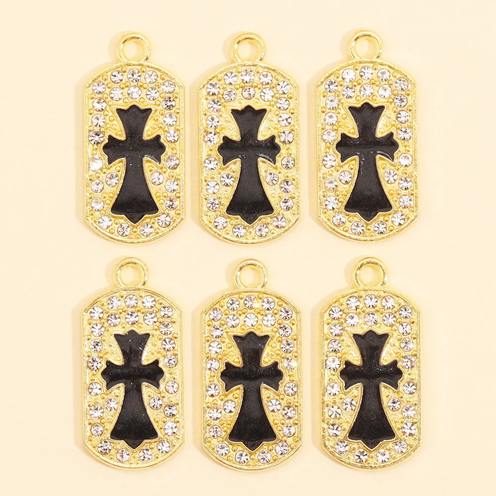Crystal Cross Charms Gold Silver Crucifix Jewelry Making Supply