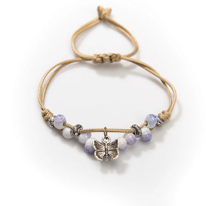 Exquise Handgemaakte Vlinder Keramiek Gebroken IJs Vintage Verstelbare Armband - Bohemian Chic Sieraden op Elastic Band, een Uniek Cadeau Idee! H920