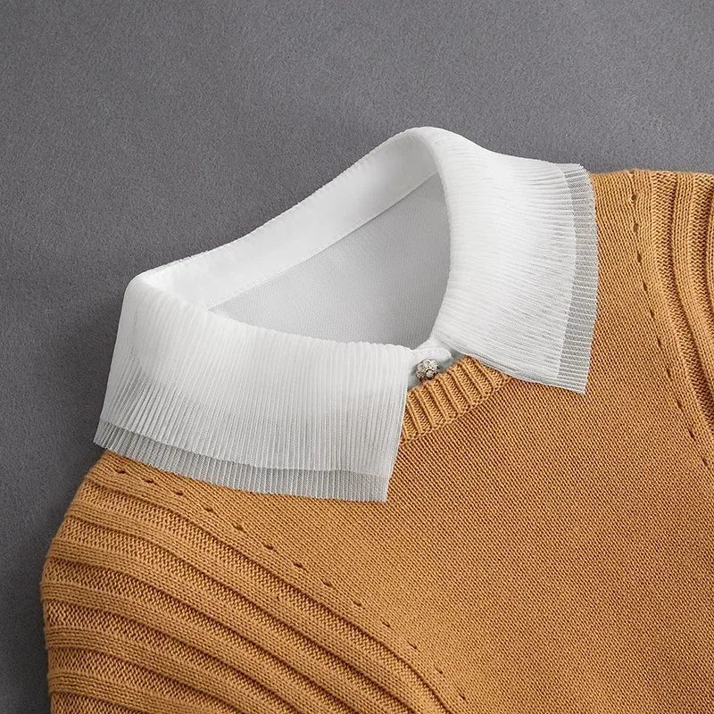 Chic 2024 Voorzijde Strik Witte Afneembare Kant Kraag voor Dames – Vintage Stijl Blouse Accessoire voor een Modebewuste Uiterlijk