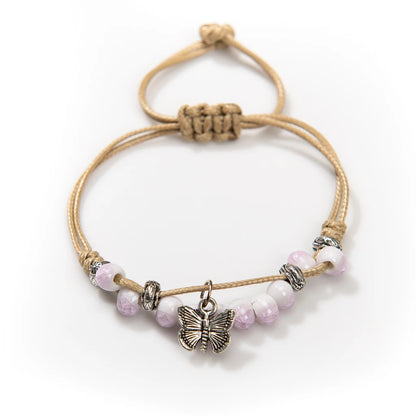 Exquise Handgemaakte Vlinder Keramiek Gebroken IJs Vintage Verstelbare Armband - Bohemian Chic Sieraden op Elastic Band, een Uniek Cadeau Idee! H920