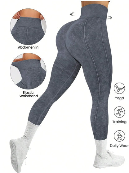Glimmende Frosted Hoge Taille Yoga Leggings voor Vrouwen - Naadloze Tights met Heup-Liftende Ondersteuning voor de Sportschool, Hardlopen en Actieve Sporten