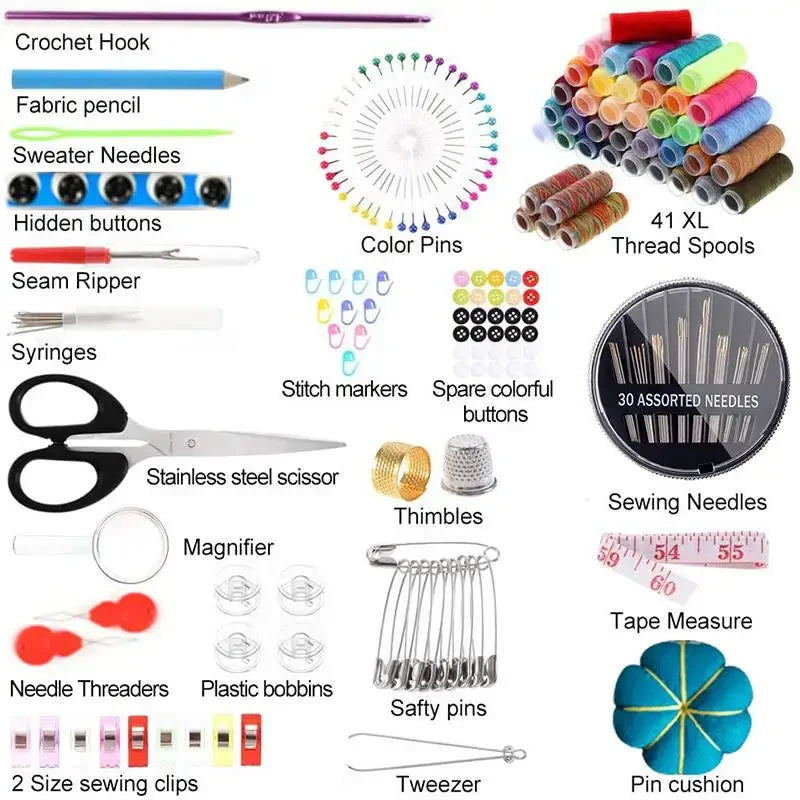 Kit de couture complet 226 pièces fils aiguilles accessoires broderie DIY débutant professionnel