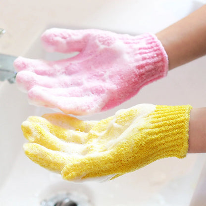 Revitaliserende Badhandschoenen voor Luxe Huidreiniging en Verkwikkende Rugmassage - Vijfvinger Handdoek Ontwerp