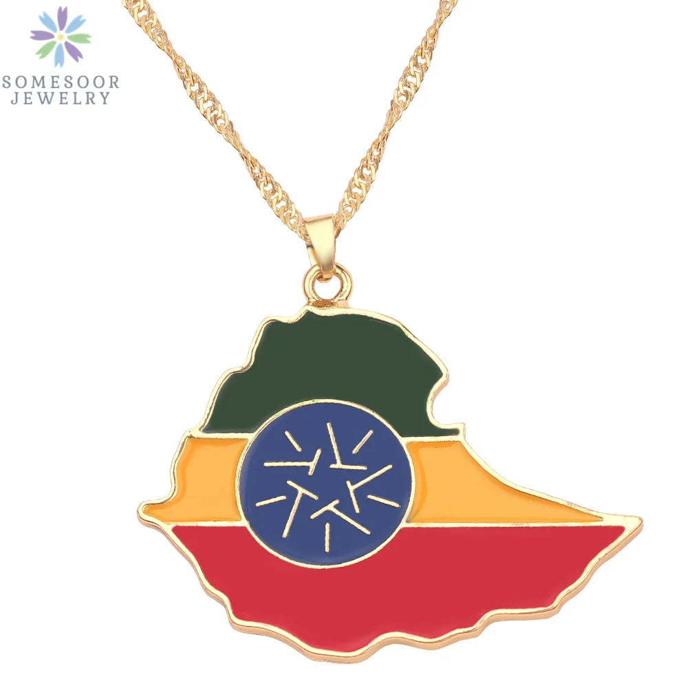 Stijlvolle SOMESOOR Afrikaanse nationale vlag ketting - Vier Nigeria, Ghana en Jamaica met hip-hop emaille hanger kettingjuwelen - Perfect cadeau voor vrouwen