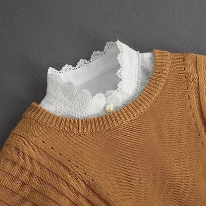 Chic 2024 Voorzijde Strik Witte Afneembare Kant Kraag voor Dames – Vintage Stijl Blouse Accessoire voor een Modebewuste Uiterlijk