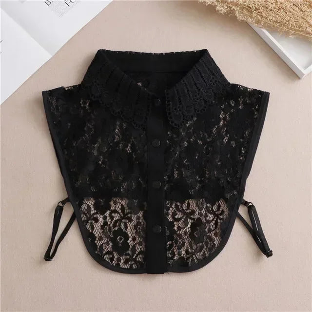 Chic 2024 Voorzijde Strik Witte Afneembare Kant Kraag voor Dames – Vintage Stijl Blouse Accessoire voor een Modebewuste Uiterlijk