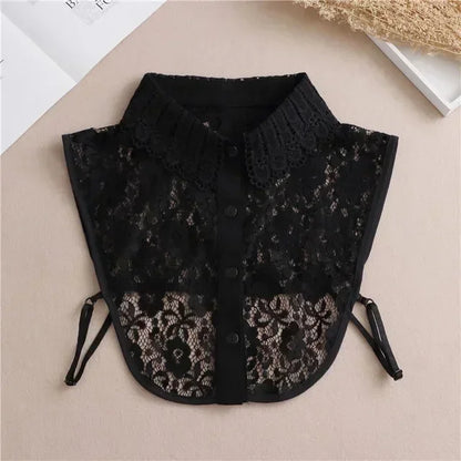 Chic 2024 Voorzijde Strik Witte Afneembare Kant Kraag voor Dames – Vintage Stijl Blouse Accessoire voor een Modebewuste Uiterlijk