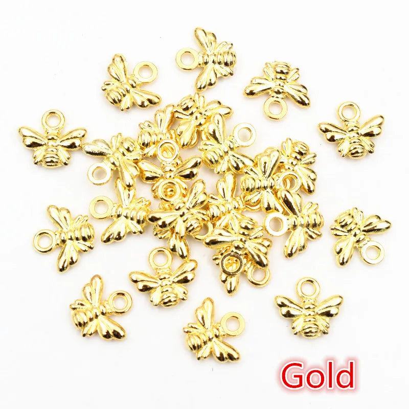 30pcs Bee Charms for Jewelry Making Antique Silver Gold Bronze
