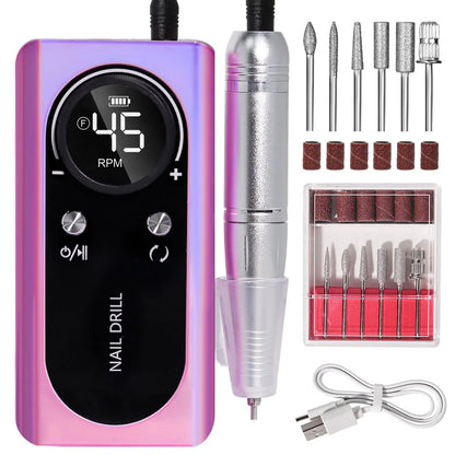 Ultieme Draagbare Elektrische Vijl met Weergave - Professionele Nagelgrinder en Accessoireset voor Perfecte Nagels!