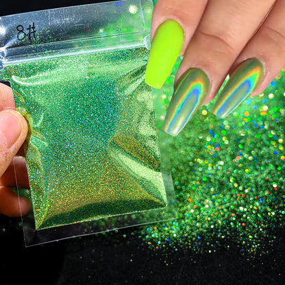 10g Blauw Groene Gloei-in-het-Donker Nagelpoeder - Luminieuze Pigmentstof voor Indrukwekkende Sieraden en Knutsel Decoraties