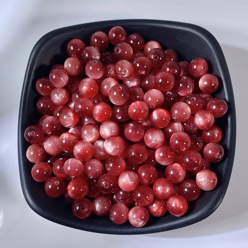 Katzenauge Perlen 8 mm 32 Stück rund Resin Perlen für DIY Schmuckherstellung Bastelbedarf