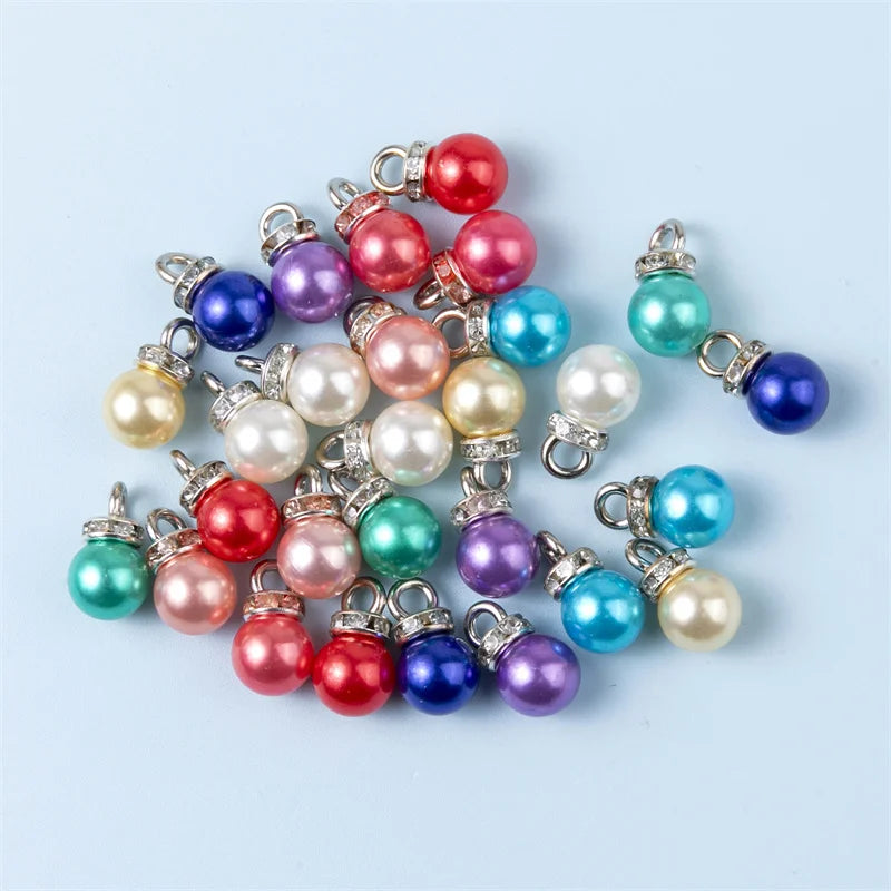 20pcs Mini Colorful Imitation Pearl Charms for Jewelry Making
