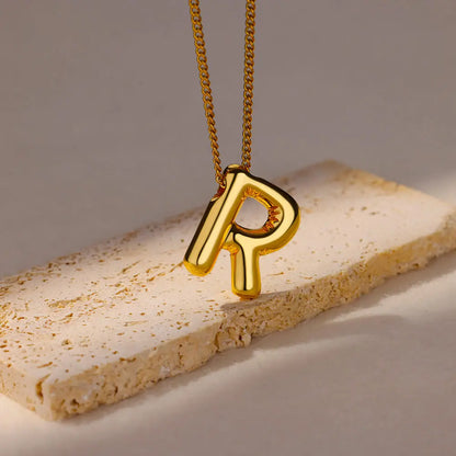 Stijlvolle Chunky Initial Hangertjes Kettingen voor Vrouwen - Gouden RVS A tot Z Bedels, Waterdichte Sieraden Perfect als Verjaardagscadeaus!