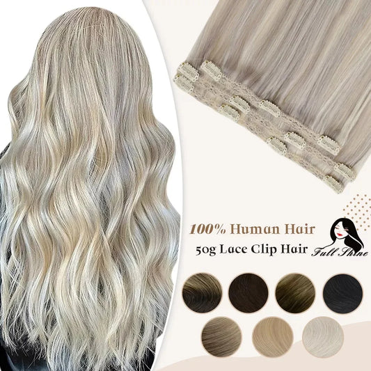 Luxueuze Full Shine 50g Ombre Clip-In Menshaar Extensies - 3 Chique Stukken voor Effortless Style!