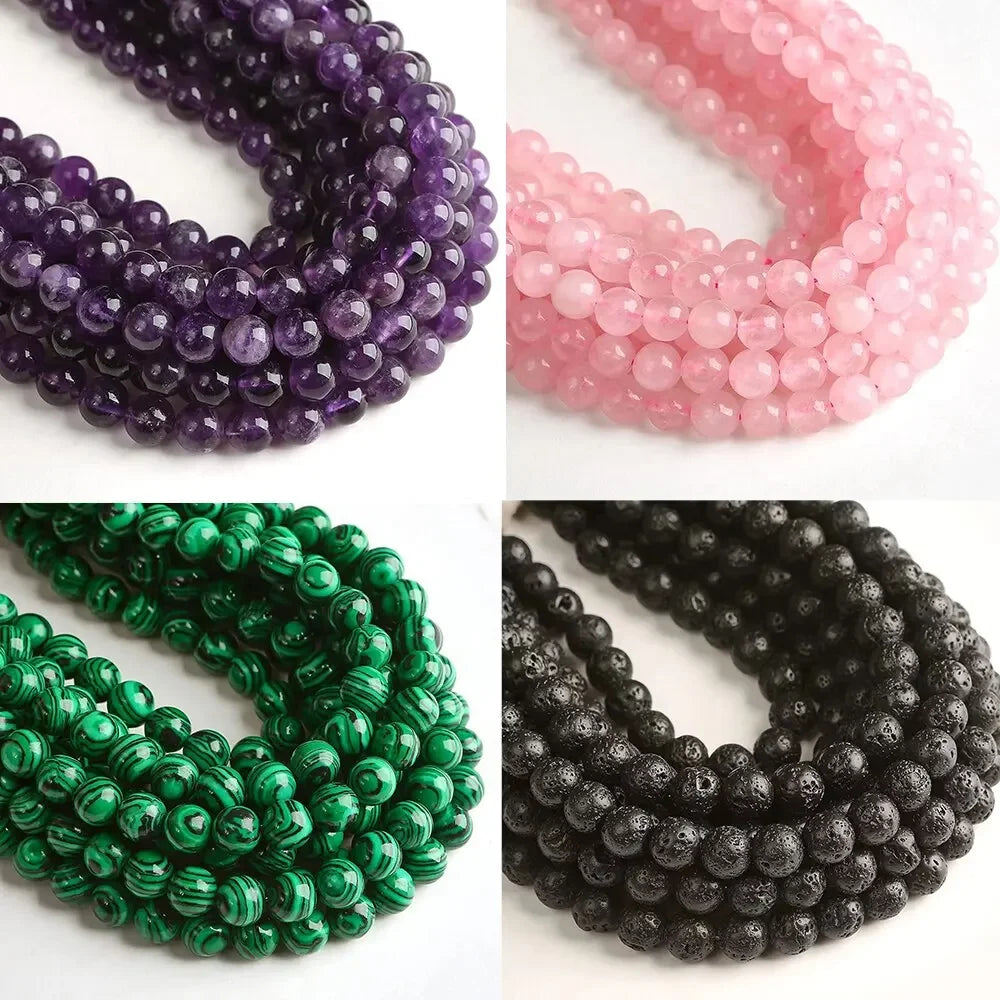 6mm Natural Stone Beads Malachite Amethyst Lapis Rose Quartz Lava Round Gemstone Beads 15 Inch Strand Jewelry Making
