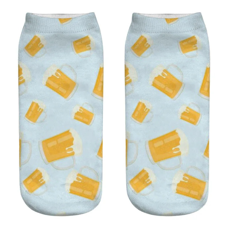 Trendy Ademend Korte Katoenen Sokken met Grappige 3D Skull Letterprint voor Mannen – Stijlvolle Laag Model Sport Boot Sokken