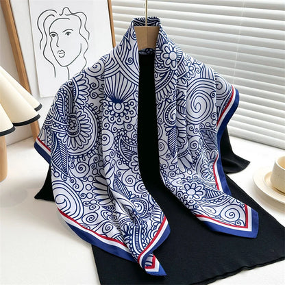 Elegante 90x90cm Twill Zijde-gevoel Vierkante Sjaal voor Dames - Luxe Haar Boomprint Hoofddoek, Sjaal en Nek Sjaal, Perfect voor Hijab of Bandana-stijl!