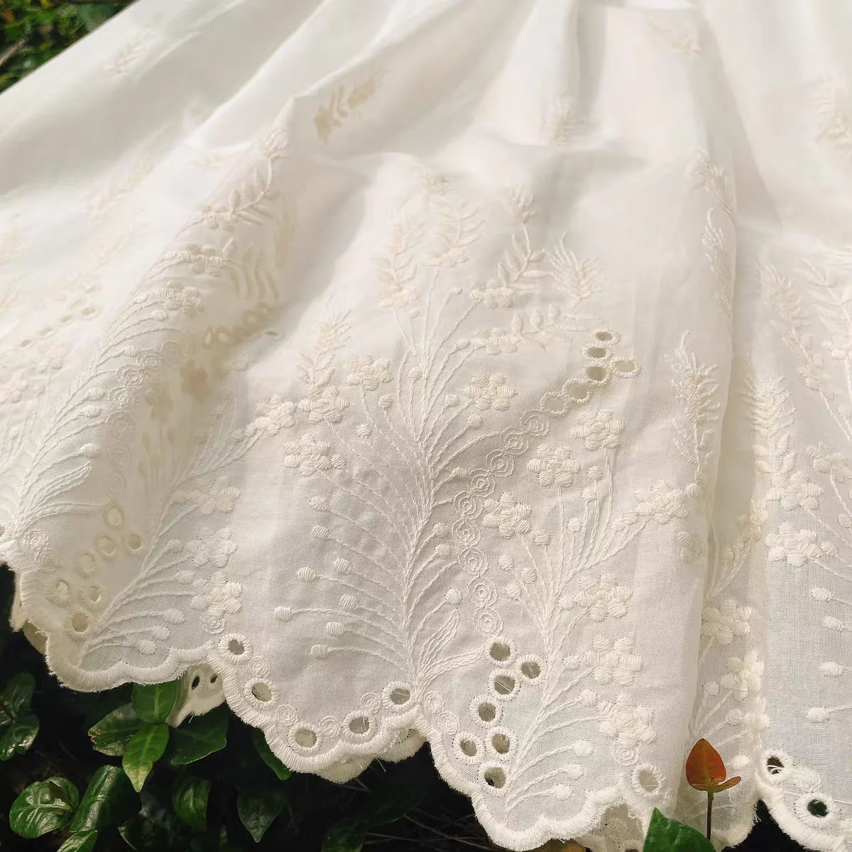 1 Yard White Cotton Jacquard Lace Fabric Baby Clothes Skirt Hem DIY Sewing Home Decoration