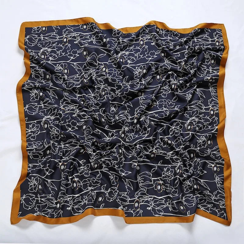 Elegante 90x90cm Twill Zijde-gevoel Vierkante Sjaal voor Dames - Luxe Haar Boomprint Hoofddoek, Sjaal en Nek Sjaal, Perfect voor Hijab of Bandana-stijl!