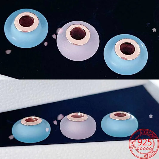 925 Sterling Silver Charm Beads Hearts Scooter Dumbbell Pearl DIY Bracelet Jewelry Making Supplies