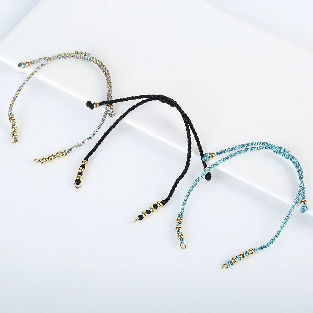 DIY Armband Rohling handgewebt verstellbar mit Goldperlen Schmuckzubehör Bastelbedarf