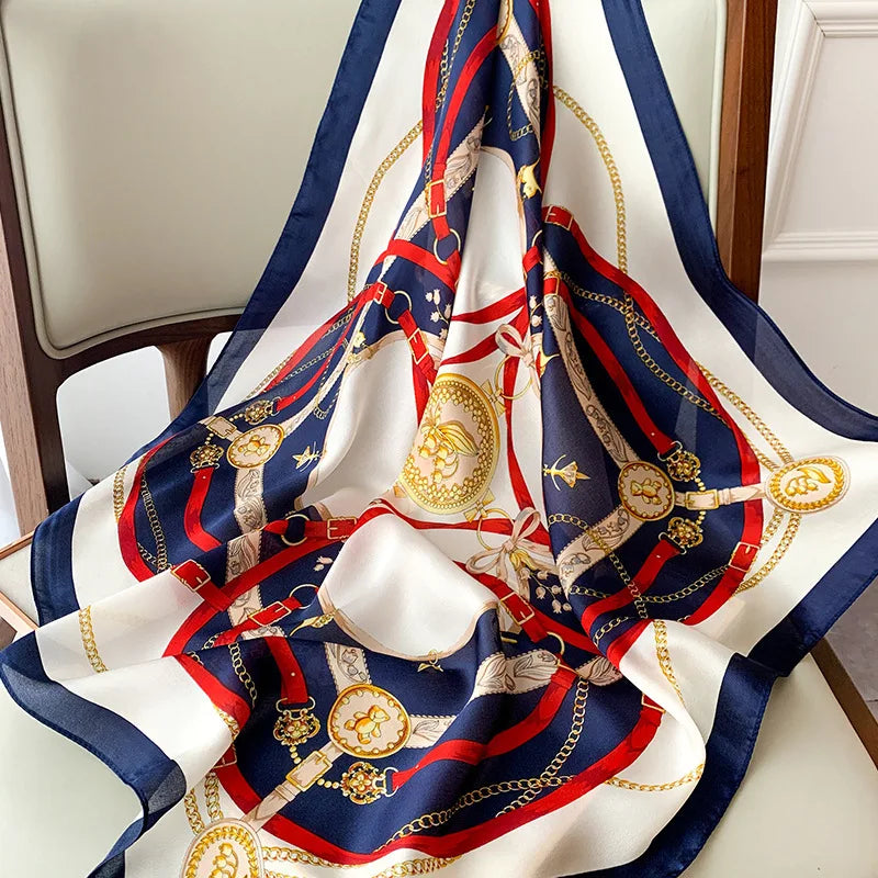 2024 Elegante Zijden Kattenprint Sjaal - Stijlvolle Hoofddoek & Sjaaltje voor Vrouwen - Luxueuze Satijnen Vierkante Sjaal & Multifuntionele Hijab Bandana