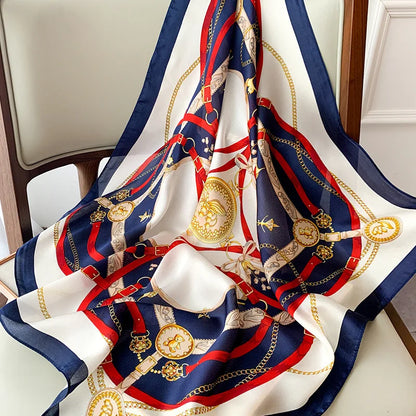 2024 Elegante Zijden Kattenprint Sjaal - Stijlvolle Hoofddoek & Sjaaltje voor Vrouwen - Luxueuze Satijnen Vierkante Sjaal & Multifuntionele Hijab Bandana