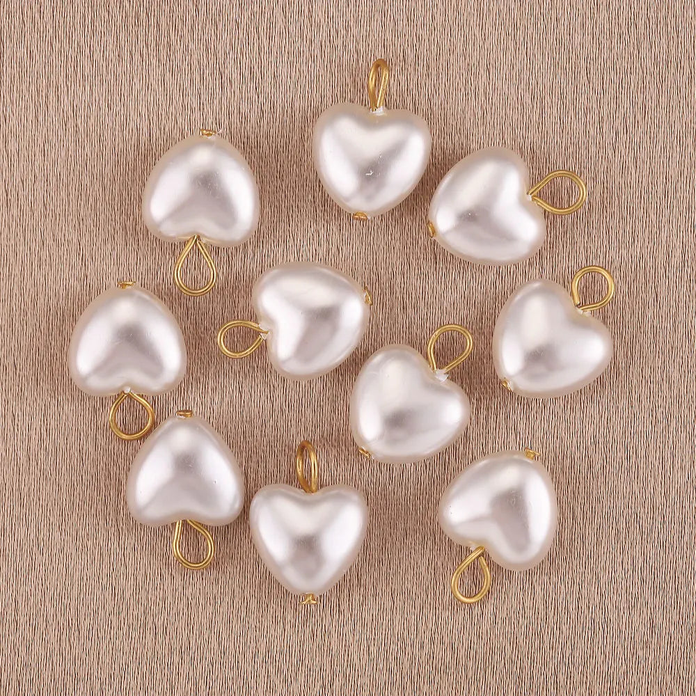 Imitation Pearl Charms for Jewelry Making Heart Round Pendants DIY Earrings Necklaces Craft Supplies