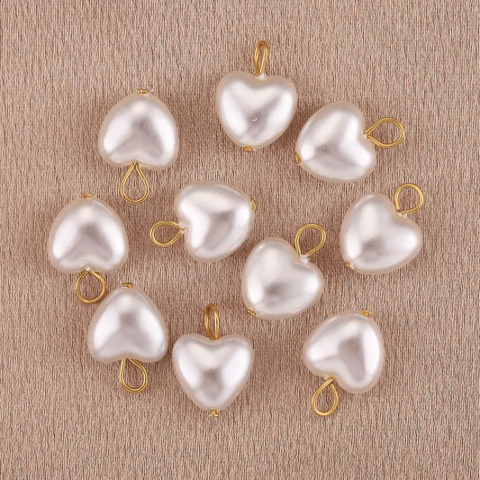 Imitation Pearl Charms for Jewelry Making Heart Round Pendants DIY Earrings Necklaces Craft Supplies