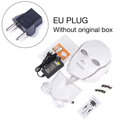 Levende 7-kleurige LED-gezichtsmasker met neklicht - Geavanceerde fotontherapie voor huidverjonging, anti-acne behandeling en verstevigende massage