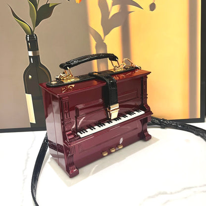 Luxe Handgemaakte Piano-Vormige Schoudertas voor Dames - Chic Ontwerpershandtas en Messenger Bag voor Speciale Gelegenheden