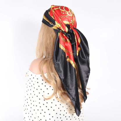 Elegante Zijden Headscarf voor Vrouwen - Luxe Satijnen Zomer Foulard & Stijlvolle 90cm Vierkante Haardoek Bandana