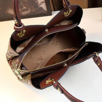 Chic Vintage Bloemen Handtas - Elegante PU Leren Schoudertas & Mode Crossbody Tas voor Vrouwen