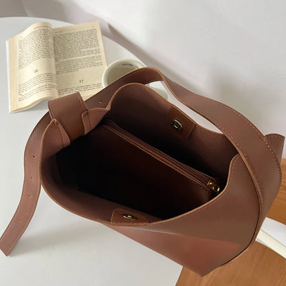 Chic Minimalistische PU Leren Schoudertas voor Vrouwen - Veelzijdige Handtas & Crossbody Stijl Perfect voor Werk