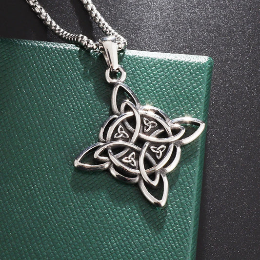 Betoverende Vintage Heksen Knoop Necklace - Roestvrijstalen Magische Knoop Hanger voor Mannen en Vrouwen | Keltisch Wicca Symbool Sieraden Geschenk
