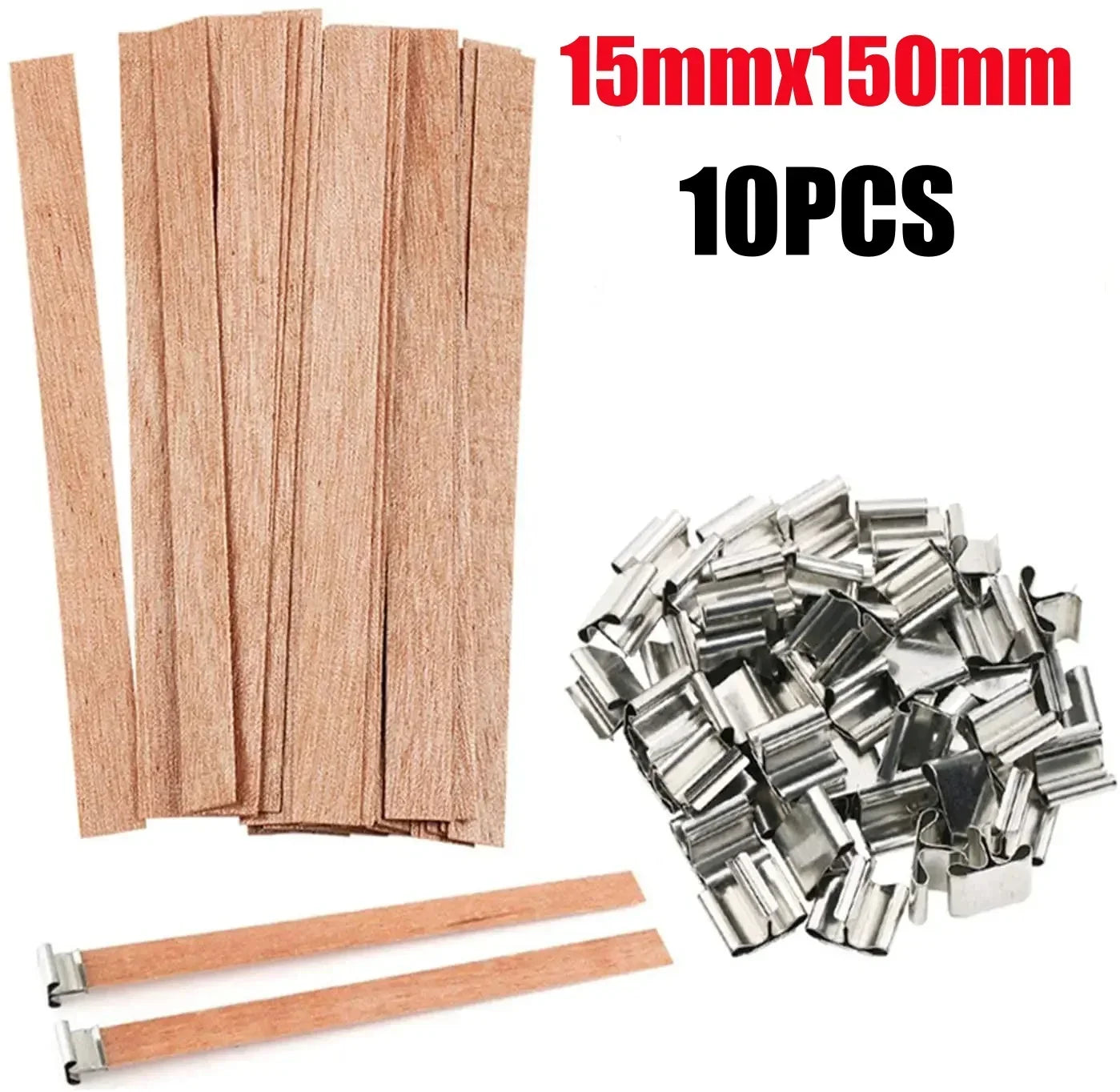 DIY Wood Wick Candle Kit with Metal Bases Smokeless Crackling Wicks for Soy Wax Scented Candle Making