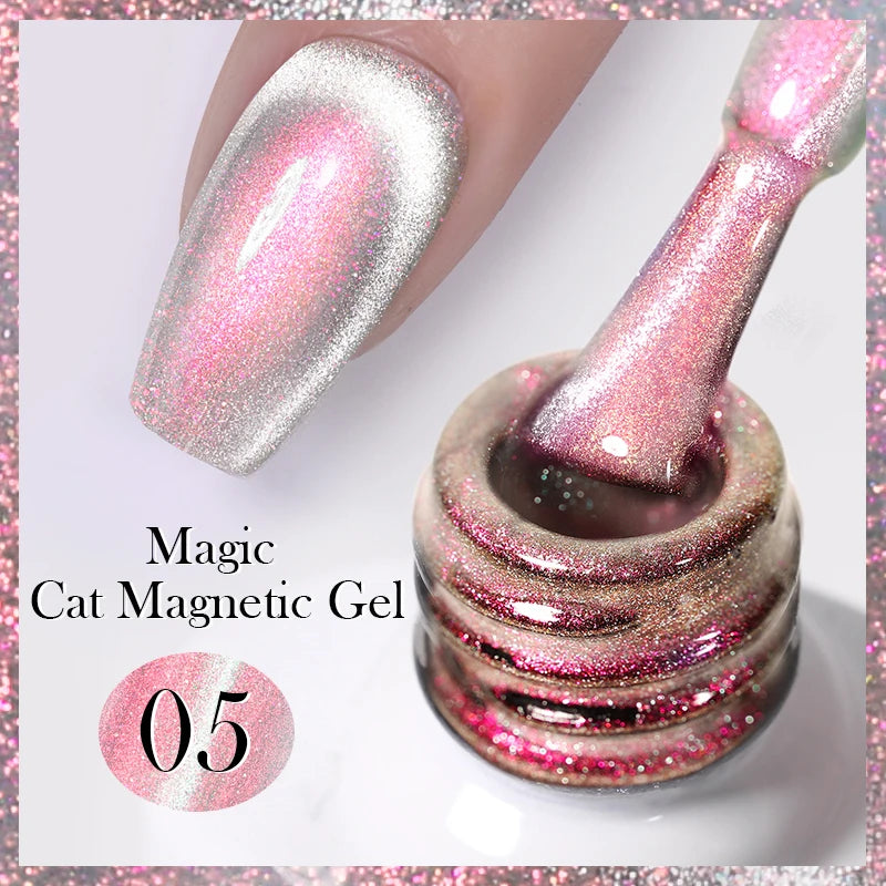 Betoverende Zilveren Maanlicht Kat Magnetische Gel Nagellak - Witte Licht Sprankelende Glitter, Semi- Permanente Nagellak (10ml)