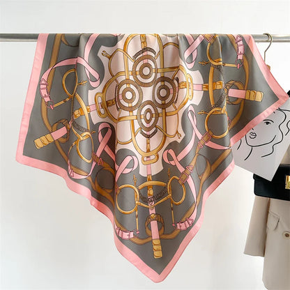 Elegante 90x90cm Twill Zijde-gevoel Vierkante Sjaal voor Dames - Luxe Haar Boomprint Hoofddoek, Sjaal en Nek Sjaal, Perfect voor Hijab of Bandana-stijl!