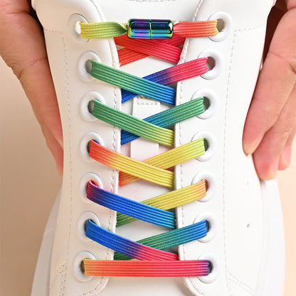 Kleurige Elastische Schoenveters zonder Knoop met Stijlvolle Gespen - Perfect voor Kinderen en Volwassenen!