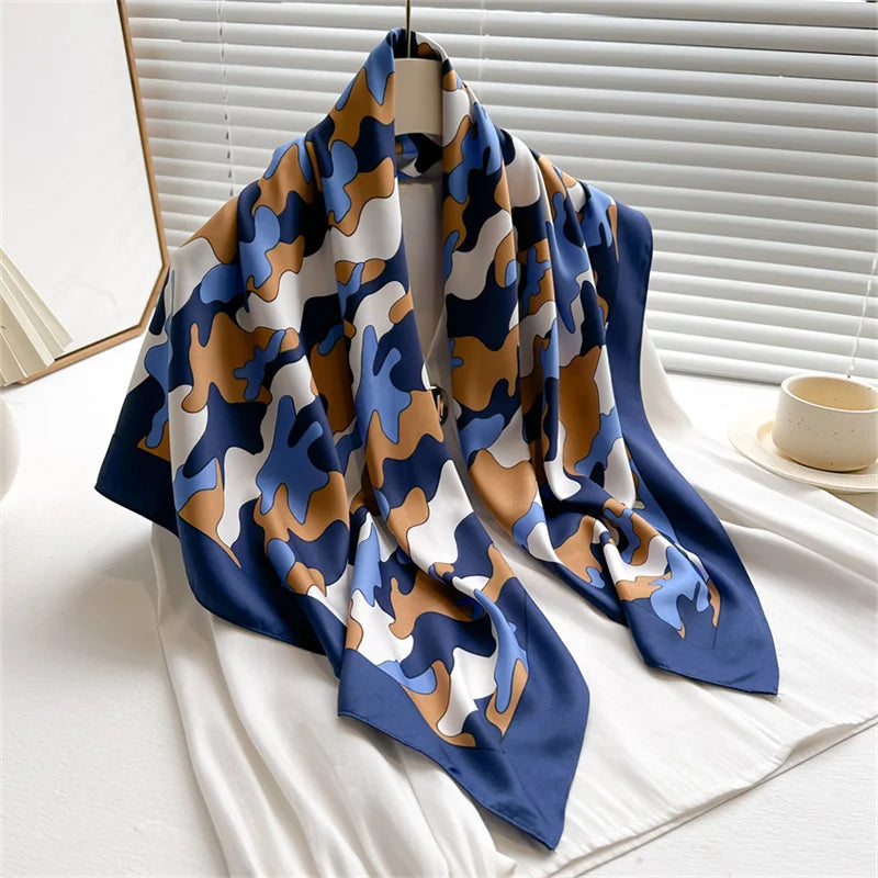 Elegante 90x90cm Twill Zijde-gevoel Vierkante Sjaal voor Dames - Luxe Haar Boomprint Hoofddoek, Sjaal en Nek Sjaal, Perfect voor Hijab of Bandana-stijl!