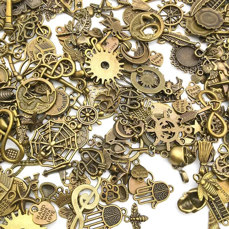 Mixed Metal Charms Bulk Set for Jewelry Making Vintage Alloy Pendants DIY Bracelets Necklaces Craft Supplies