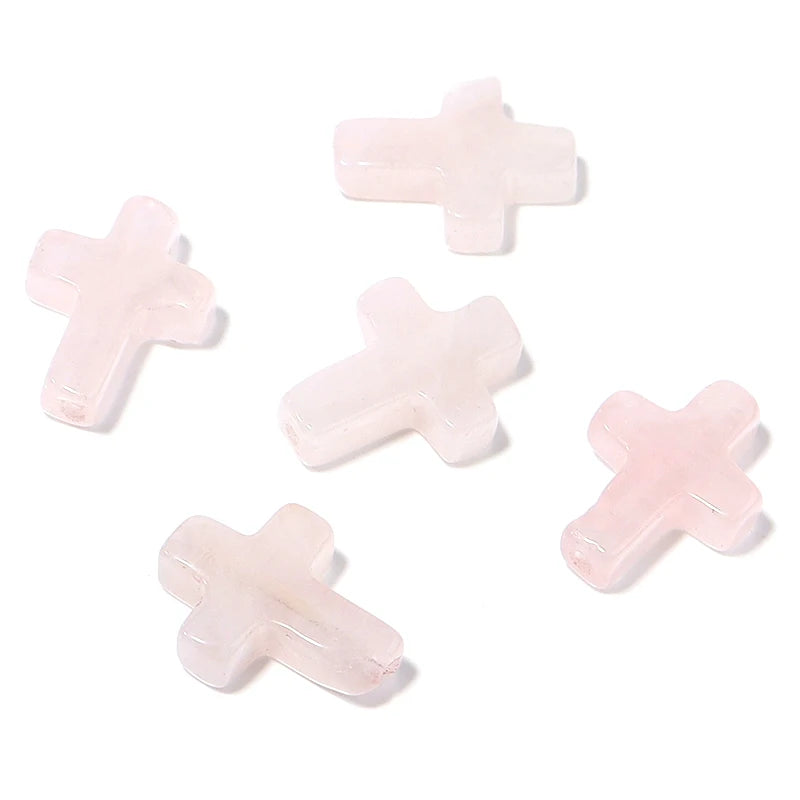 Stone Cross Beads 5pcs Natural Agate Turquoise Quartz Cross Shape Gemstone for DIY Bracelet Necklace Jewelry Making