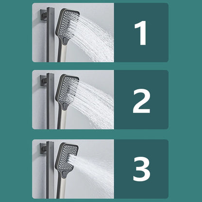 Strak Gun Grey Badkamer Douchesysteem met Piano-Toets Messing Afwerking - Moderne LED Digitale Kraan voor Warme en Koude Menging