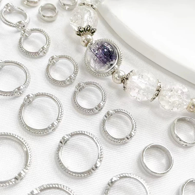 Metall Perlenfassung Ring rund 8 10 12 mm Verbinder für DIY Schmuckherstellung Bastelbedarf