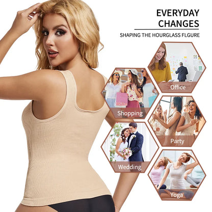 Stijlvolle S-3XL Dames Shapewear Tanktop - Naadloze Taille Trainer Tanks met Vierkante Kraag voor Buikcontrole en Lichaamsvormgeving
