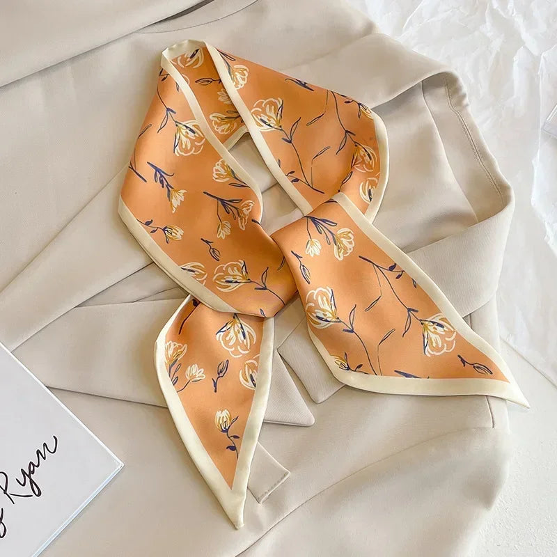 Trendy Floeiende Satijnen Zijde Haar Riem Sjaal voor Vrouwen – Stijlvolle Nekstrik, Tas Sjaal en Skinny Haarband – 2024 Collectie